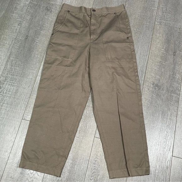 HELMUT LANG High Waist Pant Trousers Size 4 Almond Brown Cotton Linen Blend - Picture 1 of 8